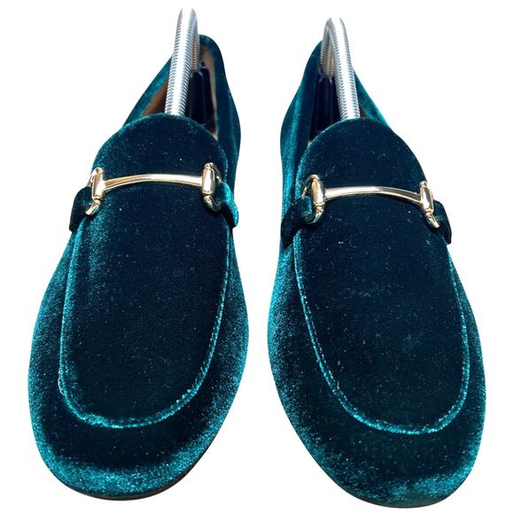 J. CREW Women's 11 Emerald Green Velvet Loafers Horse Bit Shoe Preppy Equestrian - Picture 9 of 14